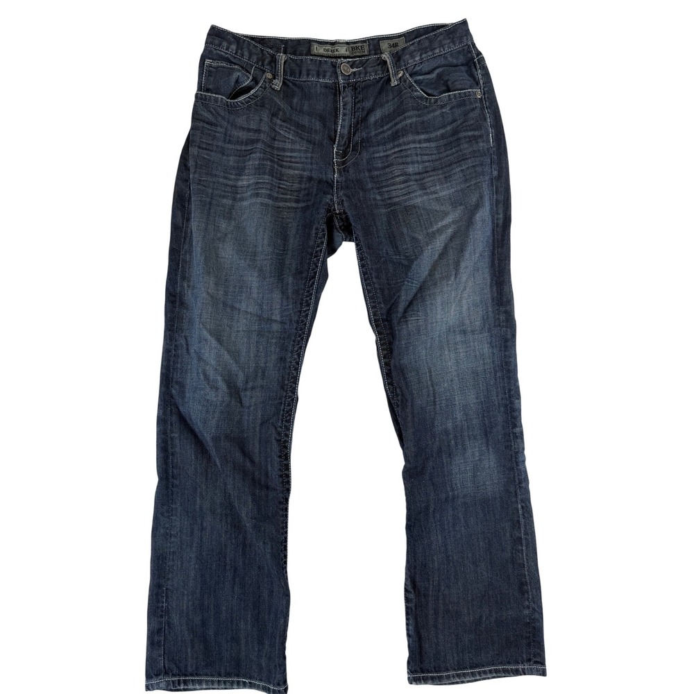 BKE Derek Straight Leg Jeans Mens 34R Dark Wash Blue Denim ABM12012